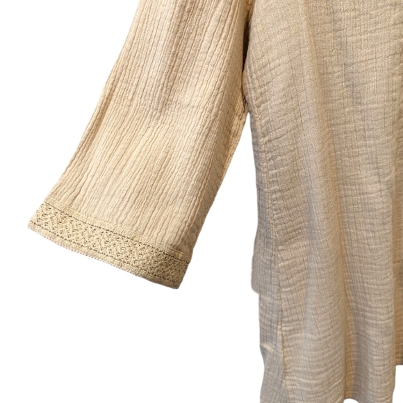 Soft Surroundings Renata Gauze Open Front Lightweight Topper in "Safari" (S) - Picture 7 of 8